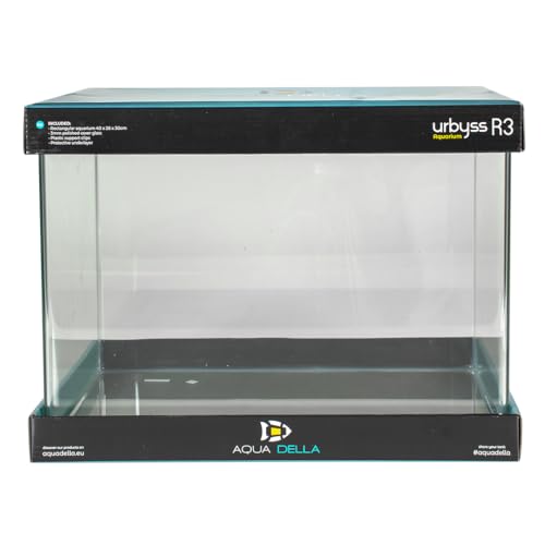 Aqua Della, Acuario Urbyss 40x26x30 cm, Acuario Rectangular con Cristal Curvo y Pulido de 5 mm, Vidrio de protección Pulido de 3 mm, Clips de Soporte de plástico, Alfombra Protectora