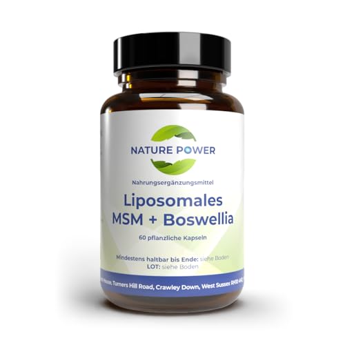 Liposomales MSM + Boswellia | 60 pflanzliche Kapseln | Maximale Bioverfügbarkeit | Lange Haltbarkeit | gentechnikfrei und vegan | von Nature Power