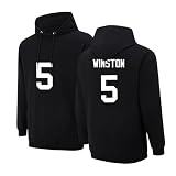 Jameis Winston Hoodie sweatshirt Tshirt Jersey Football Black Cotton Fleece Brushed Soft US Sizing, Kangaroo Pocket for Sports&Casual