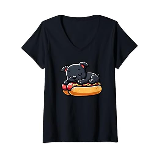 Womens Staffordshire Bull Terrier Hot Dog Dog Funny Food V-Neck T-Shirt