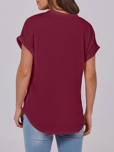 Image of ANRABESS Womens Short Sleeve Henley Tops V Neck Dressy Casual Blouses Summer Trendy Tee Shirts 2026 Vacation Fashion Clothes