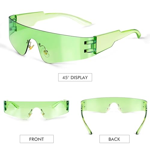 St. Patrick's Day Glasses Wrap Around Sunglasses Women Men Y2K Trendy Rimless Costume Accessories Festival Rave Party2