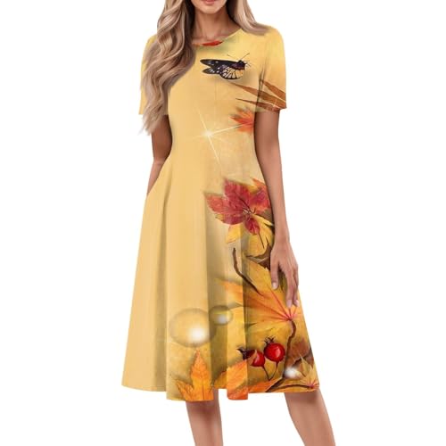 Summer Dresses for Women 2025 Elegant Short Sleeve Midi Dress Cas...