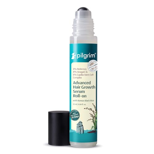 Pilgrim Hair Growth Serum for Thinning Hair | 3% Redensyl 4% Anagain & 5% Capilia Stem Cell | Strengthens Nourishes & Revitalizes Hair | Korean Black Rice | 0.85 Fl Oz (25ml)