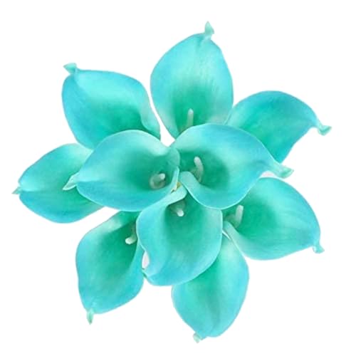Floral Kingdom Artificial Calla Lily Flowers, 20 Pack, 14 Inch, Blue, Real Touch Latex - Home Decor, Wedding Centerpieces, DIY Floral Arrangements