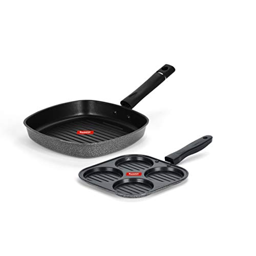 Image of Sumeet NonStick Lacag Cookware Set (Grill Pan-22cm Dia + Mini Multi Snack Maker - 4 Cavity -19.5cm)