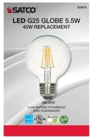 Miniatura 3 de SATCO S29878 - Bombilla LED G25 de 5.5 W y 120 voltios transparente base media E26 2700 K 500 lúmenes cumple con California que reemplaza a S9878 (6