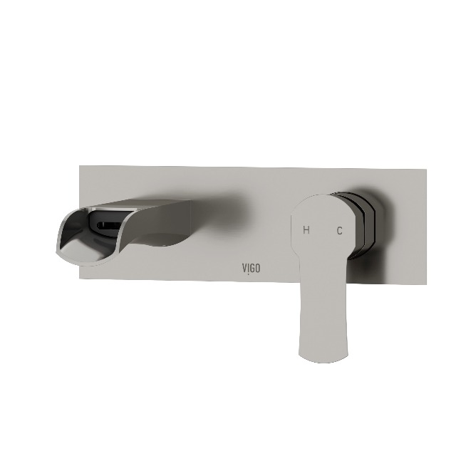 VIGO Cornelius Single Handle Wall Mount Bathroom Faucet in Brushed