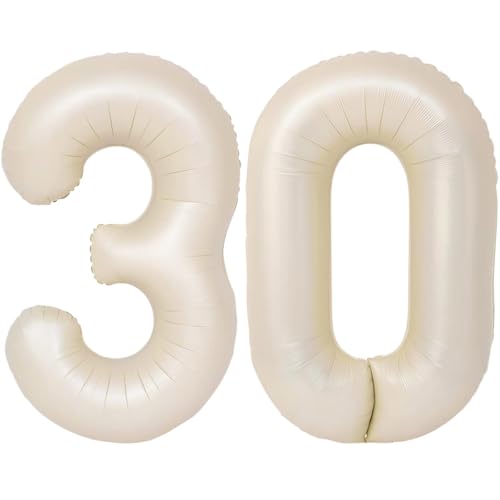 Image of Number Balloons for Birthday Decorations - 40 Inch Large Party Balloons 30, Cream Foil Number Balloons for Boys Girls, Balloons for Party Supplies