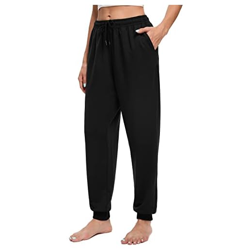 CULAYII Women's Yoga Sweatpants High Waisted Casual Joggers Pants Comfy Lounge Athletic Workout Sweat Pants with Pockets Black