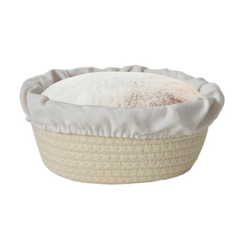 Juego de cestas de fermentación para pan, cuerda de algodón hecha a mano, con inserto de tela extraíble, cuenco de fermentación artesanal para levantar y dar forma a la masa