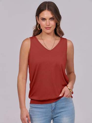 Image of ANRABESS Women Tank Tops Summer V Neck Sleeveless Casual Loose Fit Cute Cami Basic T Shirts Solid Tees 2026 Trendy Outfits