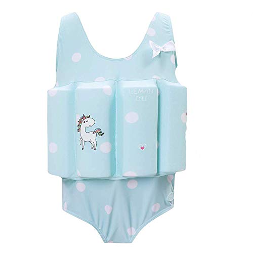Image of One-Piece Children Buoyancy Swimsuit Swim Vest Detachable Float Swimwear, Perfect for Kids or Baby Learn to Swimming (Light Blue, S)