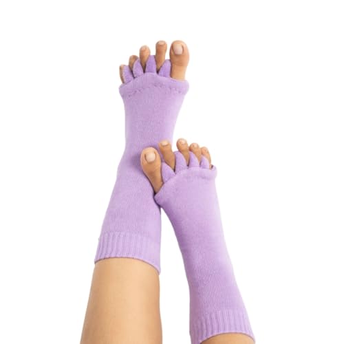 Image of DIRTS Foot Alignment Socks 5 Toe seprator -Easing Bunion, Plantar Fasciitis, Hammer Toes, and Pain Relief |- Size UK6-9 (Purple, S)