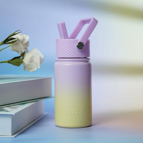 Image of BJPKPK Insulated Water Bottle, 15oz Stainless Steel with Straw Lid