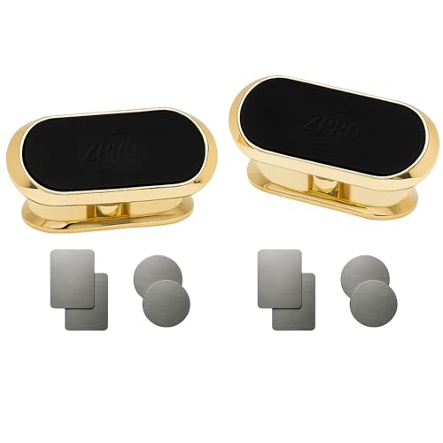 ZYROPRO Dashboard Phone Holder 2-Pack – 360° Magnetic Car Mount for Smartphones, Universal Fit for All Vehicles, Compact Design with Secure Grip, 8 Metal Plates Included (Rose Gold)