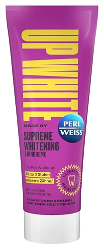 UP WHITE by PERLWEISS Supreme Whitening Zahncreme, mit Original US-Baking Soda, beugt Verfärbungen vor und reinigt sanft, 75ml