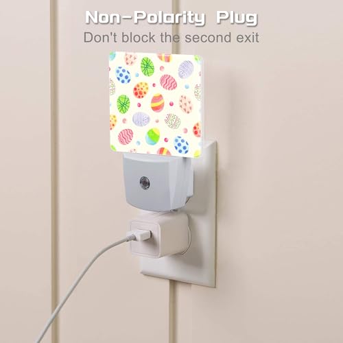 Image of Colorful Easter Eggs Night Light, Happy Easter Dusk to Dawn Night Light Plug in,0.5w Energy Saving Sleep Friendly NightLight for Kids Boys Girls Home Decor
