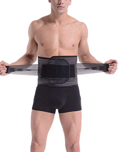 Lumbar para la Espalda, Soporte Lumbar para Aliviar el Dolor y Lesiones, Cinturon Lumbar Prevenir Daños, Faja Lumbar para la Espalda para Hombres/Mujer con Tirantes Noir 2XL