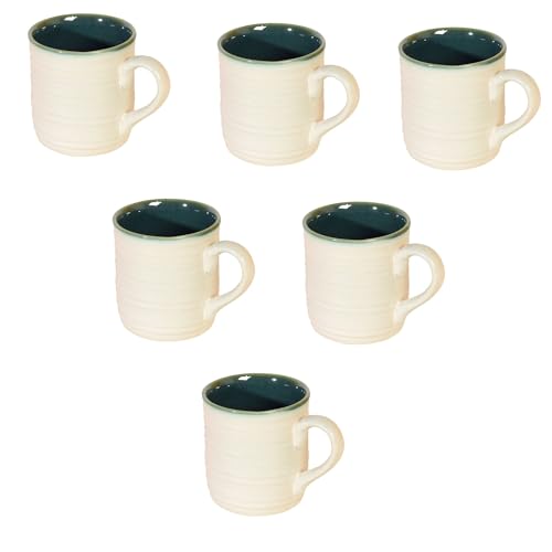 Image of AAKRITI ART CREATIONS White Dove Tea Cups Set of 6 | Ceramic Cup Set | Multipurpose Utility Cups | Modern Art Ceramic Cups, Kitchen Essentials | Glossy Finish, White Tea Cup Set