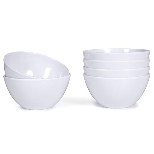 Webbylee Melamine Cereal Bowls set - 6pcs 20oz White Soup Bowls for Daily Use, Dishwasher Safe, Durable,Break-resistant