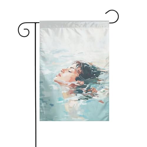 Abstract Woman Swimming In The Sea Garden Flag 12x18 Vertical Double Sided Farmhouse Holiday Outside Decorations Yard Flag