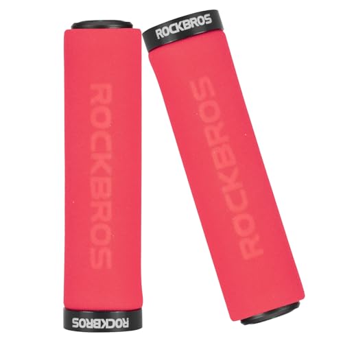 ROCKBROS(ロックブロス)自転車 グリップ ハンドルグリップ スポンジ 衝撃吸収 エルゴグリップ 超軽量 ロックオンタイプグリップ 内径22mm 滑り止め 握りやすい クロスバイク サイクルグリップ 子供 交換 左右セット MTB BMX
