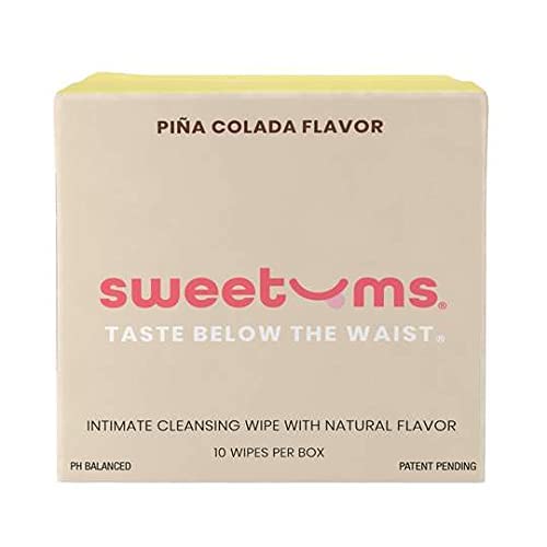 Image of Sweetums Feminine Wipes For Women, Individually Wrapped - pH Balanced Flavored Intimate Wipes - Pack of 10 (Pina Colada)