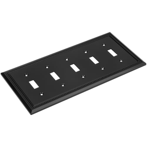 Image of Henne Bery Sunken Pearls Heavy Duty Decorative Wall Plate Switch Plate Outlet Cover (5-Gang Toggle, Black)