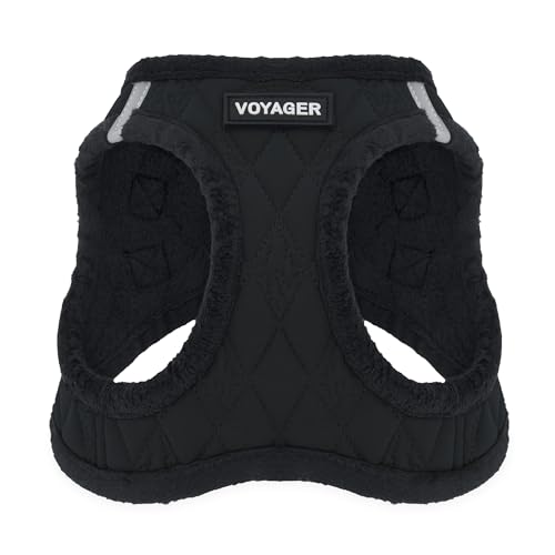 Image of Best Pet Supplies - All Weather Plush, Reflective, No Pull Harness for Small, Medium Dogs, Cats - Secure with Hook & Loop Fastener, Buckle, Double D-Rings - Black Plush, XS