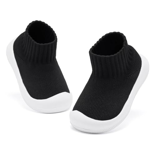 Image of Eashi Baby Boy Girl Non-Skid Indoor Infant Walking Shoes Breathable Warm Elastic Sock Shoes with Memory Sole Protect Toes Outdoor Sneakers