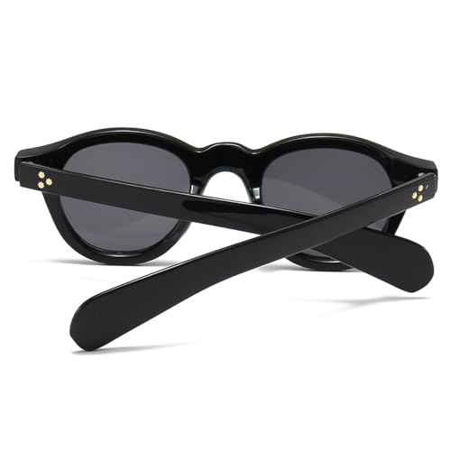 Image of JOVAKIT Trendy Round Sunglasses for Women Men 90s Retro Vintage Classic Fashion Round Frame Sun Glasses Black Shades