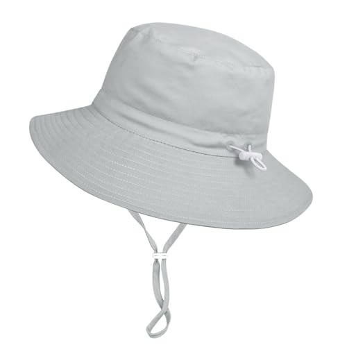 Baby Toddler Sun Hat,Boys Girls Adjustable Bucket Hat for Kids UPF 50+ Sun Protective Child Summer Beach Hats 6-24 Months Gray