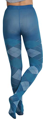 Image of ToBeInStyle Women's Argyle Checkered Diamond Rhombus Net Opaque Sheer Tights Pantyhose