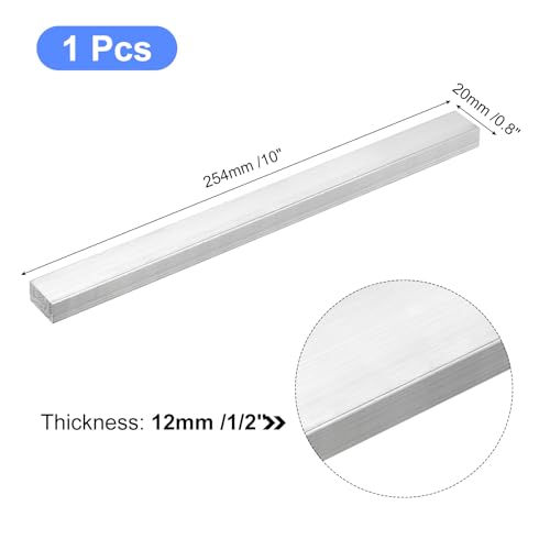 Image of uxcell Square Aluminum Flat Bar, 1 /2 inch Thick 0.8 inch Width 10 inch Length Square Aluminum Bar 6061 Aluminum Flat Plate, 12 x 20 x 254mm T6511 Solid New Mill Stock for Industrial Building