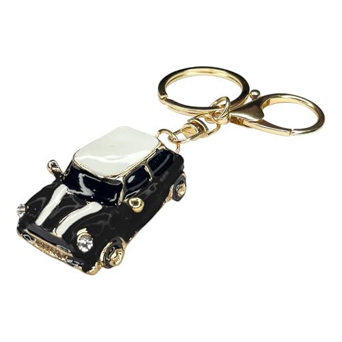 Image of beypovk for Mini Cooper Keychain, Creative 3D Car Model Rhinestone Key Fob Cover Keyring, Universal Cute Key Chain with Ring for Men Women, Car Accessories (Black)