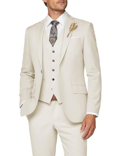 Men's Suits 3 Piece Slim Fit Suit Notched Lapel Formal Business Groom Wedding Prom Dinner Party