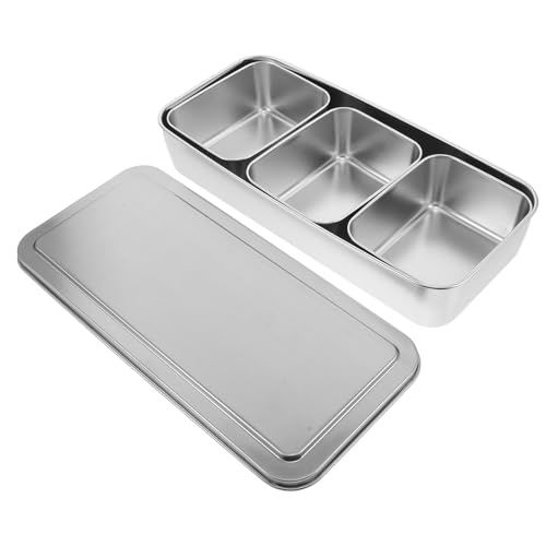 Plaque japonaise multi-compartiments boîte assaisonnement compacte inox - 2