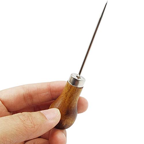 Royhoo 10Pcs Wooden Handle Scratch Awl For Leather Punch Hole Or Diy Handmade Pin Punching #TOP1