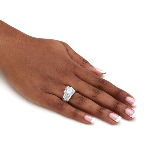 PalmBeach Patlinum-Plated or 14K Yellow Gold Plated Round Cubic Zirconia Bridge Engagement Ring Size 84