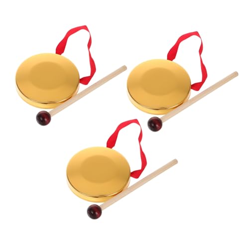 HOLIDYOYO 3セット 小型手持ち銅ゴング 錘付き 伝統的楽器 用打楽器 教育用バンド演奏対応
