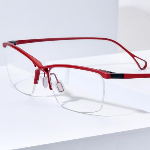Image of FONEX Pure Titanium Glasses Frame Men Semi Rimless Square Eyeglasses Eyewear DTX416