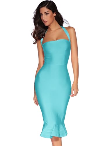 Image of meilun Womens Halter Fishtail Bandage Party Dress Elegant Wedding Guest Dress
