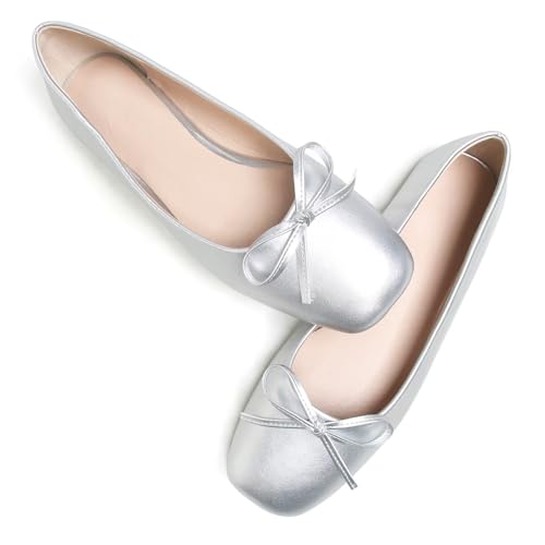 Image of Dear Time Women's Casual Foldable Ballet Flats Square Toe Ballerina Flats Shoes Comfortable