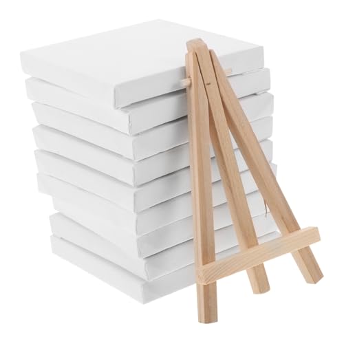 VILLCASE 1 Set Mini Canvas Panels and Easel Painting Kit Small Art Stretched Canvases Panels Art Set for Kids Oil Paint Crafts Birthday Party Favors
