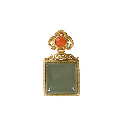 Collier en argent 925 pendentif jade de Hotan naturel un cadeau symbolique