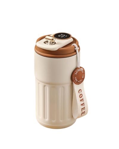 Image of Portable Stainless Steel Travel Coffee Mug with Lid Vacuum Insulated Double Wall Tumbler for Hot & Cold Drinks Leakproof Thermal Cup with Carry Strap for Office, Car, Home & Outdoor Use