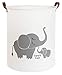 CLOCOR Collapsible Round Storage Bin/Large Storage Basket/Clothes Laundry Hamper/Toy Storage Bin (Love Elephant)