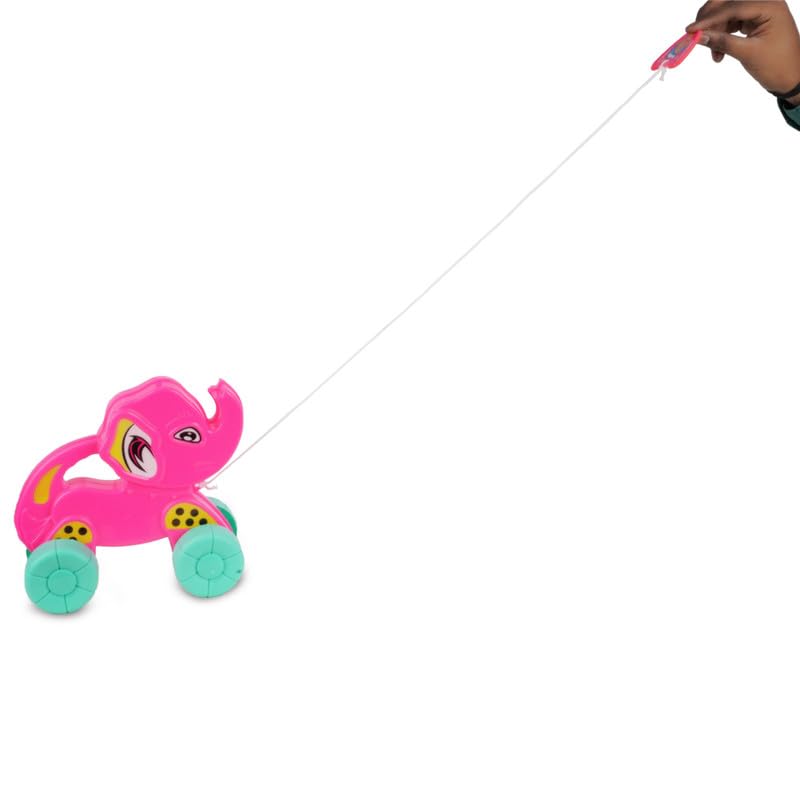 Image of Asian Portable Plastic Pull Along Sultan Elephant for Kids 1 Peace (Multicolor)