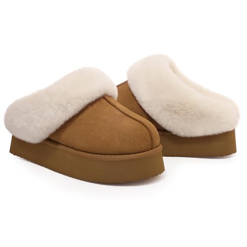 Litfun Fuzzy Platform Slippers for Women Comfy Winter House Shoes with Memory Foam Indoor Outdoor3